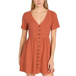 Madewell Seersucker Knit Button Front Mini Dress Women's XXS Red Sleeveless